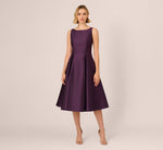 Sleeveless Mikado Fit And Flare Midi Dress With V-Back In Luxe Plum 2