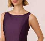 Sleeveless Mikado Fit And Flare Midi Dress With V-Back In Luxe Plum 3