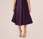 Sleeveless Mikado Fit And Flare Midi Dress With V-Back In Luxe Plum 4