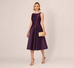 Sleeveless Mikado Fit And Flare Midi Dress With V-Back In Luxe Plum 1