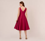 Sleeveless Mikado Fit And Flare Midi Dress With V-Back In Red Plum 5