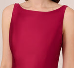 Sleeveless Mikado Fit And Flare Midi Dress With V-Back In Red Plum 3