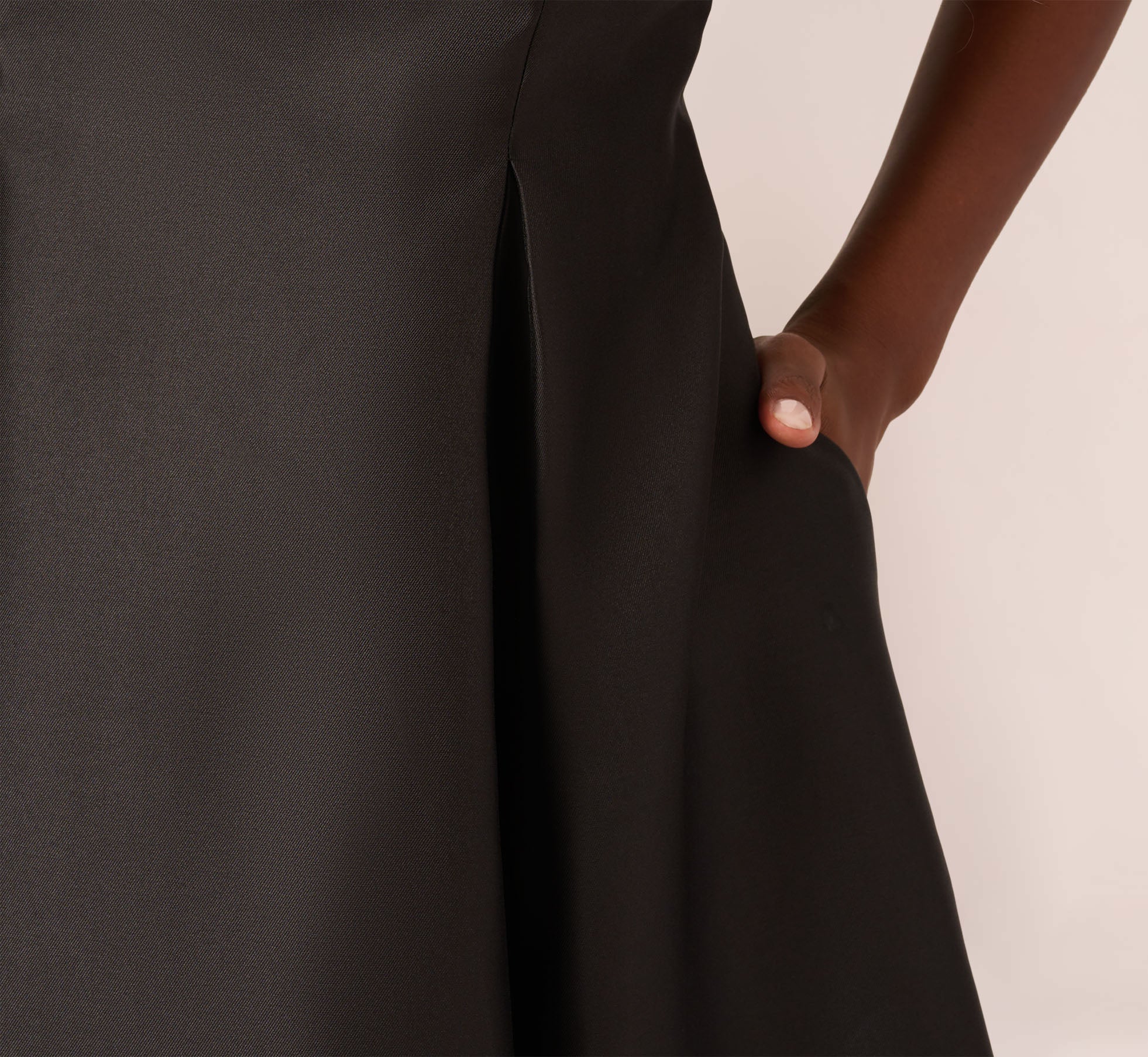 Black Sleeveless Mikado Fit And Flare Midi Dress With V-Back - Adrianna Papell Black Sleeveless Mikado Fit And Flare Midi Dress With V-Back - Adrianna Papell