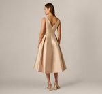 Sleeveless Mikado Fit And Flare Midi Dress With V-Back In Champagne 5