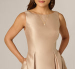 Sleeveless Mikado Fit And Flare Midi Dress With V-Back In Champagne 3