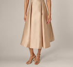 Sleeveless Mikado Fit And Flare Midi Dress With V-Back In Champagne 4