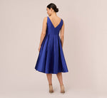 Sleeveless Mikado Fit And Flare Midi Dress With V-Back In Neptune 4