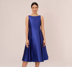 Sleeveless Mikado Fit And Flare Midi Dress With V-Back In Neptune 1
