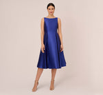 Sleeveless Mikado Fit And Flare Midi Dress With V-Back In Neptune 5