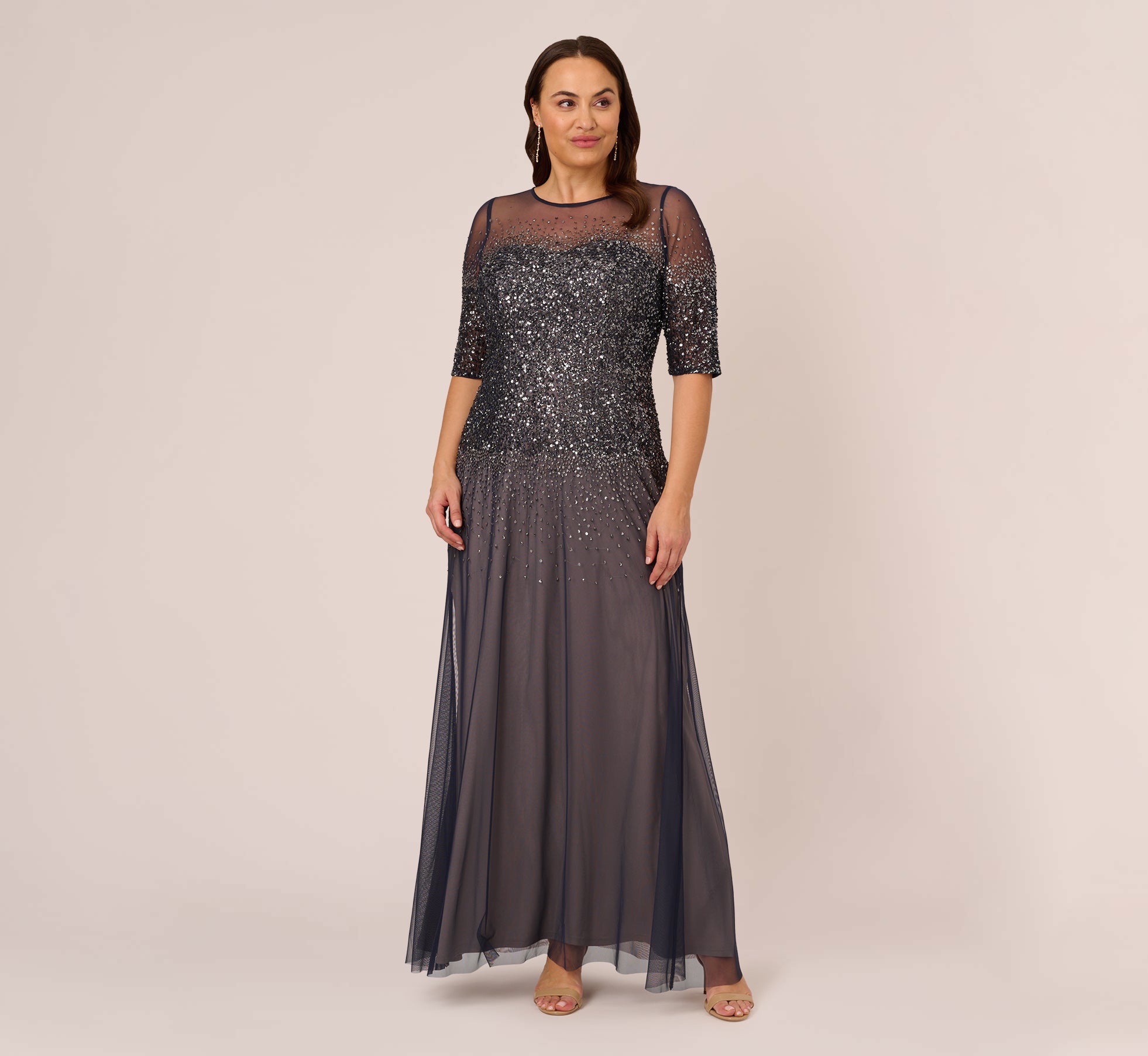 Adrianna Papell Women's Plus-Size Floral Beaded Gown with Godets, Night  Plum, 6 : : Clothing, Shoes & Accessories