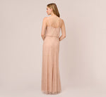 Art Deco Beaded Blouson Gown In Blush 5