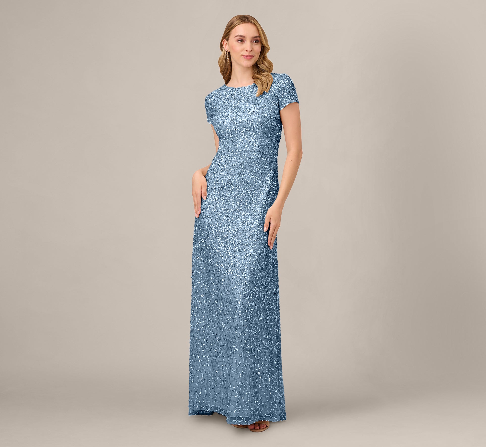 Adrianna Papell Sequin Maxi Dress, 18 / Blue