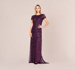 Scoop Back Sequin Gown In Cabernet 1