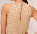 Art Deco Beaded Blouson Dress With Halter Neckline In Champagne Gold 4