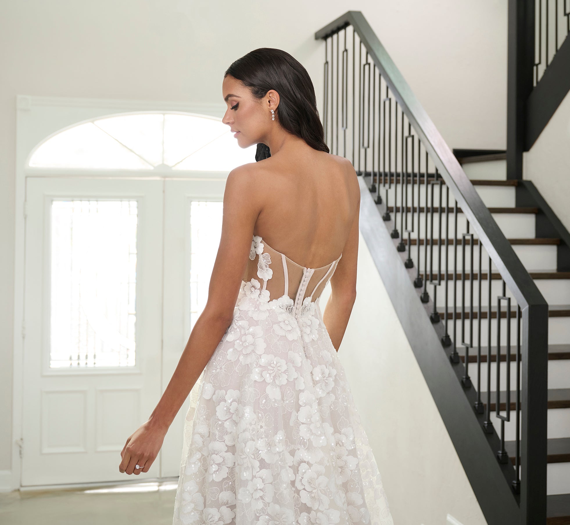 Ivory French Lilac Nude All Over Lace A-Line Gown