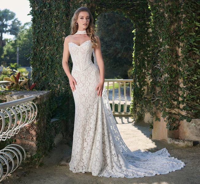 All over lace 2 piece gown in Ivory French Lilac All over lace 2 piece gown  in Ivory French Lilac