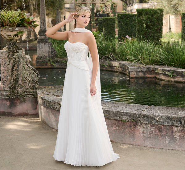Pleated Chiffon a-line gown in Ivory Pleated Chiffon a-line gown in Ivory - Adrianna Papell Pleated Chiffon a-line gown in Ivory Pleated Chiffon a-line gown in Ivory - Adrianna Papell