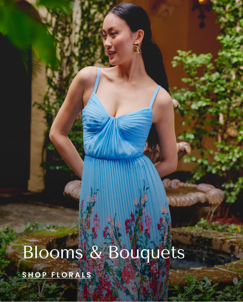 Blue Foil Leaf Short Sleeve Gown With Draped Details