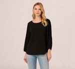 Knit Top With Pleated Sleeves In Black 1