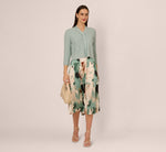 Waffle Knit Cardigan Sweater With Frayed Edges In Dusty Seamist 3