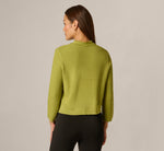 Waffle Knit Cardigan Sweater With Frayed Edges In Apple Green 6