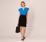 Flutter Sleeve Top With Notched Neck In Egyptian Blue 3