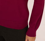 Ribbed Detail Embellished Pullover Sweater In Wine Berry 3