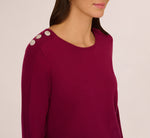 Ribbed Detail Embellished Pullover Sweater In Wine Berry 4