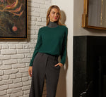 Ribbed Detail Embellished Pullover Sweater In Deep Forest 7
