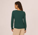 Ribbed Detail Embellished Pullover Sweater In Deep Forest 5
