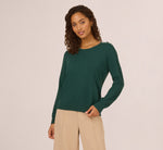 Ribbed Detail Embellished Pullover Sweater In Deep Forest 2