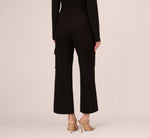 Ponte Knit Wide Leg Cargo Pant In Black 6