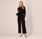 Ponte Knit Wide Leg Cargo Pant In Black 2