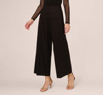 Ponte Knit Wide Leg Pants With Elastic Waist In Black 2