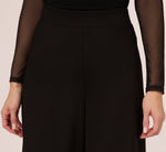 Ponte Knit Wide Leg Pants With Elastic Waist In Black 3