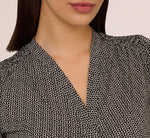 Flutter Sleeve Ruched Front Printed Top In Black Cloud Carnation 3