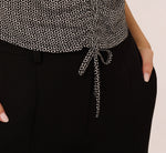 Flutter Sleeve Ruched Front Printed Top In Black Cloud Carnation 4