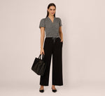 Flutter Sleeve Ruched Front Printed Top In Black Cloud Carnation 1