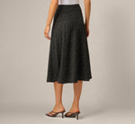 Textured Knit Gored Midi Skirt In Black Ivory Scribble Dot 5