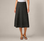 Textured Knit Gored Midi Skirt In Black Ivory Scribble Dot 2