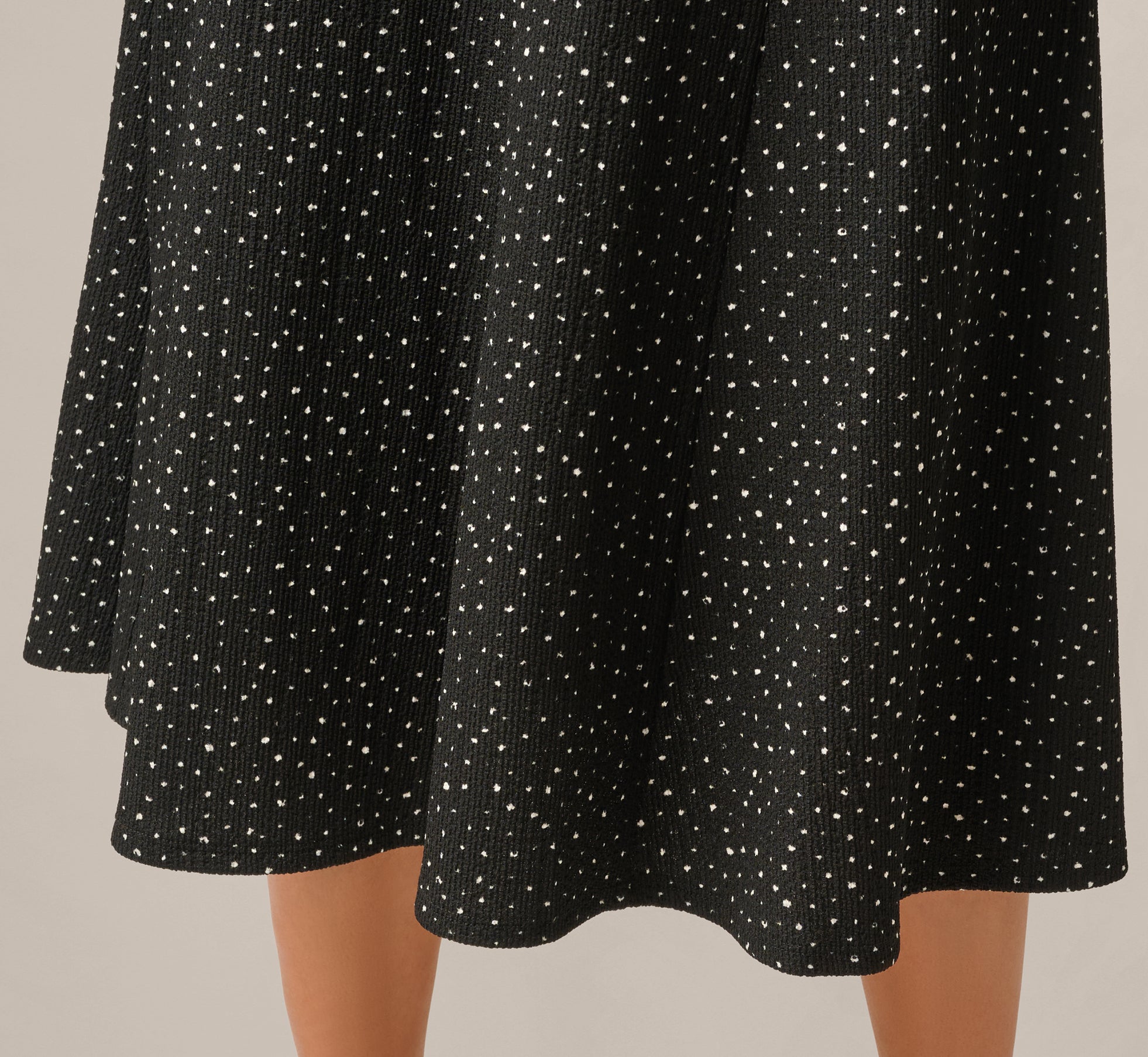 Black Textured Knit Gored Midi Skirt - Adrianna Papell