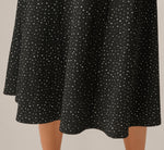 Textured Knit Gored Midi Skirt In Black Ivory Scribble Dot 3