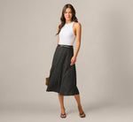 Textured Knit Gored Midi Skirt In Black Ivory Scribble Dot 1