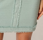 Fray Trimmed Pencil Skirt With Pockets In Dusty Seamist 3