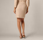 Fray Trimmed Pencil Skirt With Pockets In Champagne Blush 5