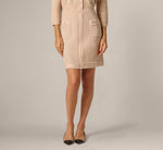 Fray Trimmed Pencil Skirt With Pockets In Champagne Blush 2