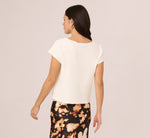 Cap Sleeve Crochet Scallop Sweater Top In Ivory 6