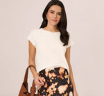 Cap Sleeve Crochet Scallop Sweater Top In Ivory 1