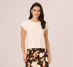 Cap Sleeve Crochet Scallop Sweater Top In Ivory 3