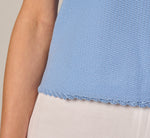 Cap Sleeve Crochet Scallop Sweater Top In Classic Blue 4